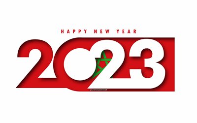 Happy New Year 2023 Morocco, white background, Morocco, minimal art, 2023 Morocco concepts, Morocco 2023, 2023 Morocco background, 2023 Happy New Year Morocco