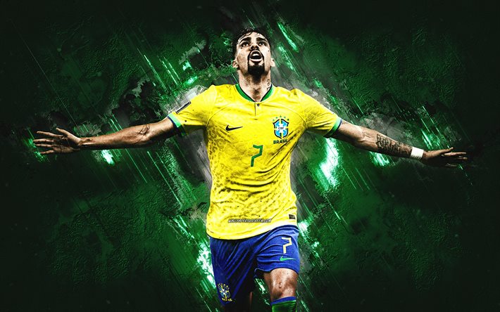 luca paquetà, nazionale di calcio del brasile, qatar 2022, calciatore brasiliano, centrocampista attaccante, sfondo di pietra verde, brasile, calcio