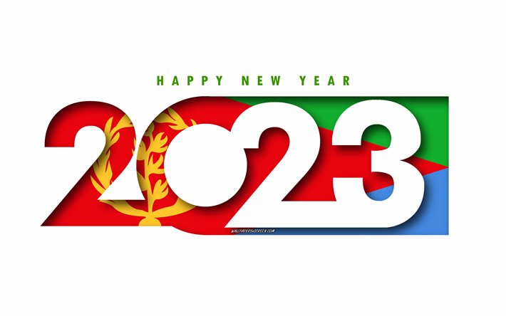felice anno nuovo 2023 eritrea, sfondo bianco, eritrea, arte minima, concetti dell'eritrea del 2023, eritrea 2023, 2023 sfondo dell'eritrea, 2023 felice anno nuovo eritrea