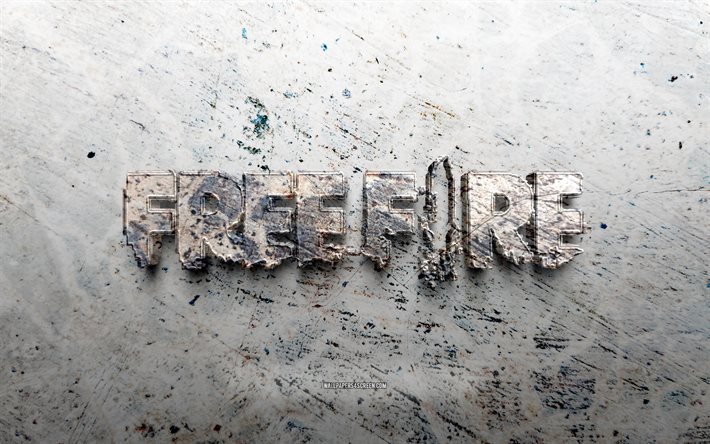 garena free fire 스톤 로고, 4k, 돌 배경, garena free fire 3d 로고, 게임 브랜드, 창의적인, garena free fire 로고, 그런지 아트, 가레나 프리파이어