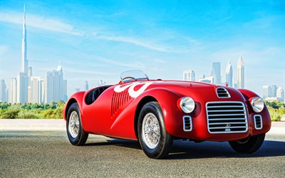 Ferrari 125 Sport, 4k, retro cars, 1947 cars, oldsmobiles, supercars, 1947 Ferrari 125 Sport, italian cars, Ferrari
