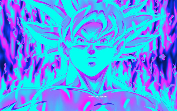 4k, Ultra Instinct Goku, abstract art, DBS, Dragon Ball Super, Cyberpunk, Super Saiyan God, Dragon Ball, Mastered Ultra Instinct, Ultra Instinct Goku Cyberpunk, DBS characters, Migatte No Gokui
