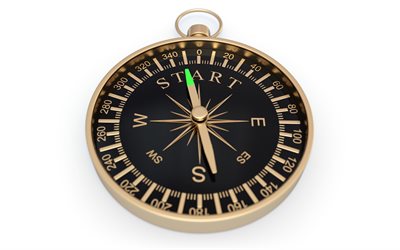 Start concepts, 4k, 3d metal compass, arrow to start, startup concepts, business, start, 3d compass