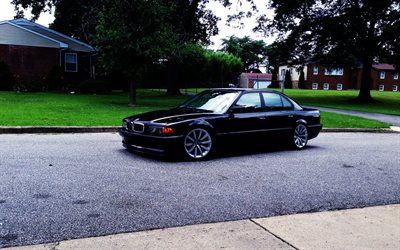 sedans, tuning, BMW 7-series, e38, 750il, understatement, black bmw