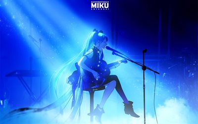 Vocaloid, Hatsune Miku, guitar, concert, manga