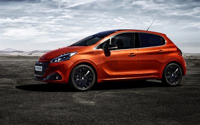 Peugeot 208, 5-door, 2015, orange, hatchback, new cars, Peugeot