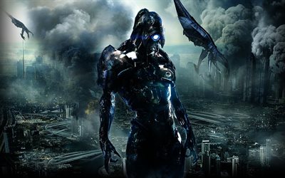 mass effect, Legion, robot, apocalypse, destroyed city