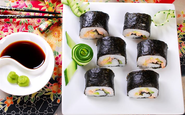 Cucina giapponese, sushi, panini, piatti a base di pesce, wasabi