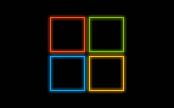 logotyp, windows 10, os, svart bakgrund