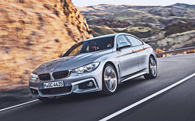 BMW 435i Gran Coupe, highway, 2015 cars, F36, motion blur, BMW 4-series Gran Coupe, german cars, BMW