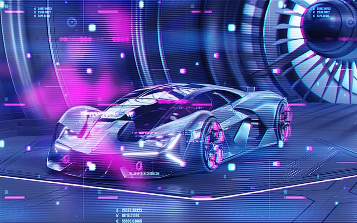 Lamborghini Terzo Millennio, 4k, Cyberpunk, 2020 cars, hypercars, abstract cars, Lamborghini
