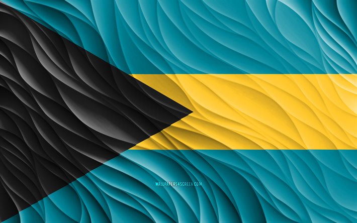 4k, Bahamian flag, wavy 3D flags, North American countries, flag of Bahamas, Day of Bahamas, 3D waves, Bahamian national symbols, Bahamas flag, Bahamas