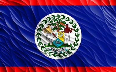 4k, Belizean flag, wavy 3D flags, North American countries, flag of Belize, Day of Belize, 3D waves, Belizean national symbols, Belize flag, Belize
