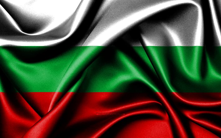 ブルガリアの旗, 4k, ヨーロッパ諸国, ファブリックフラグ, ブルガリアの日, 波状のシルクの旗, ヨーロッパ, ブルガリアの国家シンボル, ブルガリア