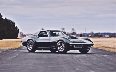 chevrolet corvette stingray, hdr, 1969 autot, retro autot, oldsmobiles, 1969 chevrolet corvette, amerikkalaiset autot, chevrolet