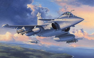 dassault rafale, caza francés, fuerza aérea francesa, aviación de combate francesa, dibujos de aviones, dassault rafale en el cielo