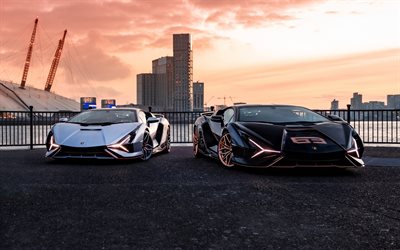 2022, Lamborghini Sian FKP 37, front view, exterior, supercars, black Lamborghini Sian, white Sian, Sian tuning, Italian supercars, Lamborghini