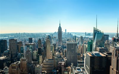 एम्पायर स्टेट बिल्डिंग, 4k, क्षितिज दृश्य, एनवाईसी, अमेरिकी शहर, न्यूयॉर्क, गगनचुंबी इमारतों, अमेरीका, अमेरिका