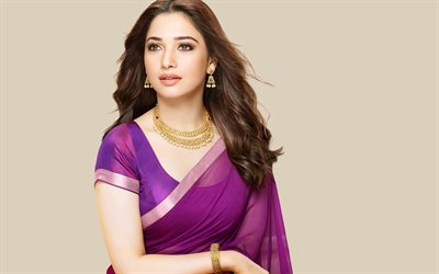tamanna, actrice indienne, tamanna bhatia, photoshoot, sari violet, actrices indiennes populaires, inde