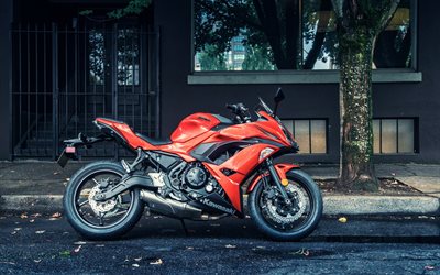 kawasaki ninja 650, yandan görünüm, süper motosikletler, 2020 bisikletleri, sokak, japon motosikletleri, kırmızı motosiklet, 2020 kawasaki ninja, kawasaki