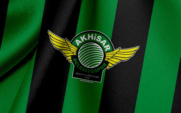 Akhisar Belediyespor, turco, Club de Fútbol, verde, negro de la bandera, emblema, logotipo, Akhisar, Turquía, Akhisar Genclik Spor