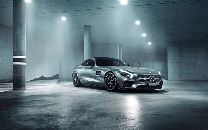Mercedes-AMG GT S, 주차, 2018 년 자동차, 슈퍼카, 회색이 메르세데스, 독일 자동차, hypercars, 메르세데스