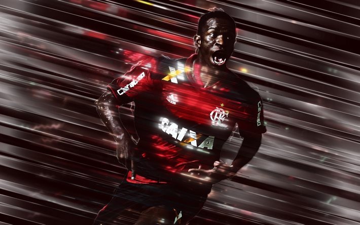 Lincoln, Avant-Centre, le Clube de Regatas do Flamengo, joueur de football Brésilien, l'attaquant de Flamengo, le Brésil, art, portrait, Lincoln Correa dos Santos