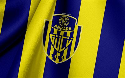 Ankaragucu, bagno turco squadra di calcio, blu, giallo, bandiera, stemma, logo, Ankara, Turchia
