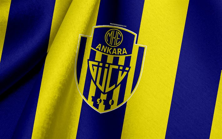 ankaragucu, turco time de futebol, azul bandeira amarela, emblema, logo, ancara, a turquia