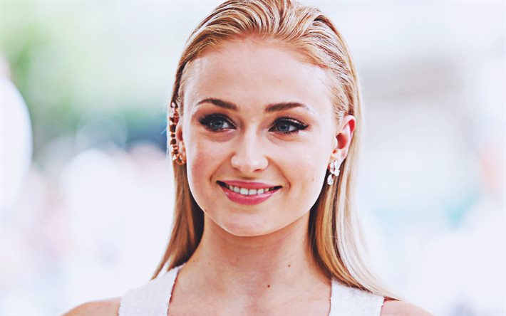 Sophie Turner, 4k, sourire, actrice anglaise, photoshoot, la beauté, Hollywood, HDR