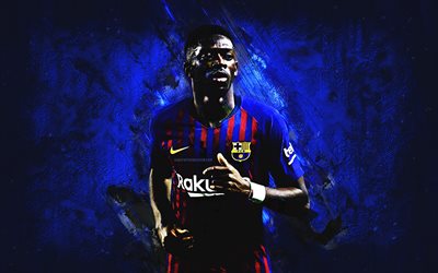 Ousmane Dembele, grunge, Barcellona FC, la pietra blu, il francese calciatori, La Lega, Dembele, Barca, calcio, LaLiga