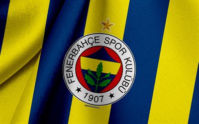 fenerbahce, türkisch-football-team, die blau-gelbe flagge, emblem, stoff-textur, logo, istanbul, türkei