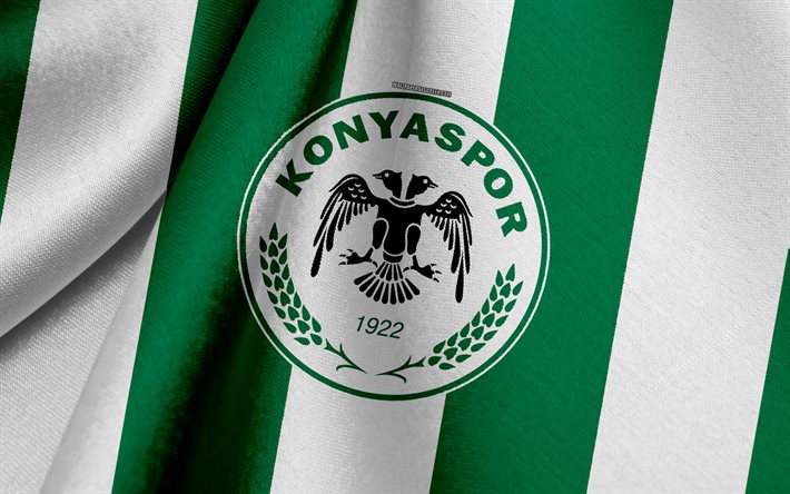 konyaspor, turkin jalkapallojoukkue, vihreä valkoinen lippu, tunnus, kangasrakenne, logo, konya, turkki