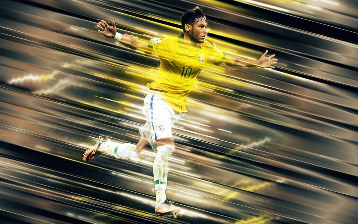 Neymar Jr, le Brésil équipe nationale de football, l'attaquant, un but, un joueur de football Brésilien, star mondiale, le Brésil, Neymar