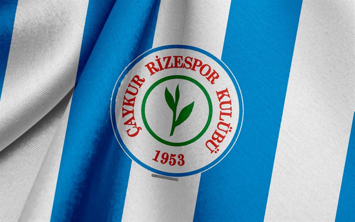 Rizespor, Turkish football team, blue white flag, emblem, fabric texture, logo, Rize, Turkey, Caykur Rizespor