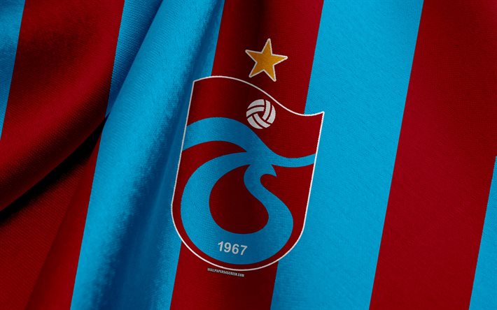 trabzonspor, turco time de futebol, borgonha bandeira azul, emblema, textura de tecido, logo, trabzon, a turquia