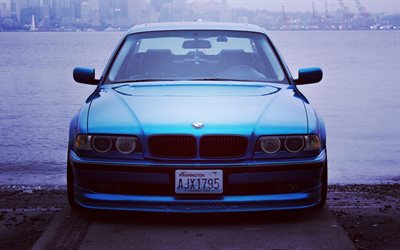 BMW 7-series, luxury cars, E38, tuning, blue bmw