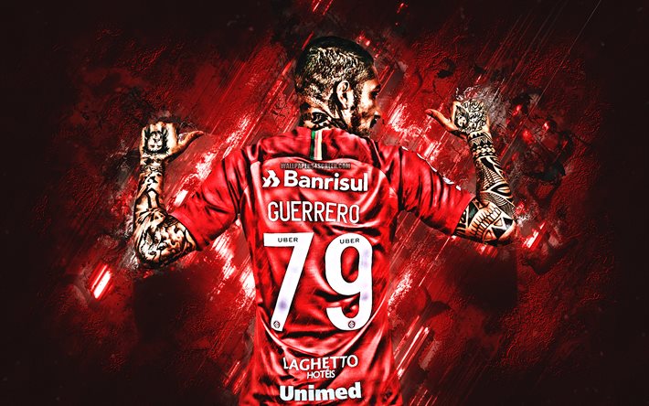 Paolo Guerrero, grunge, perulu futbolcular, kırmızı taş, Uluslararası FC, arkadan görünüm, Guerrero, futbol, Brezilya Serie A, Brezilya