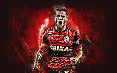 Miguel Trauco, grunge, Flamengo FC, red stone, soccer, Trauco, Brazilian Serie A, peruvian footballers, goal, Brazil