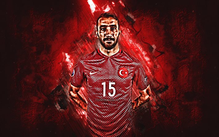 mehmet topal, grunge, turkiets landslag, röd sten, fotboll, topal, turkiska fotbollsspelare, kreativt, turkiskt fotbollslag