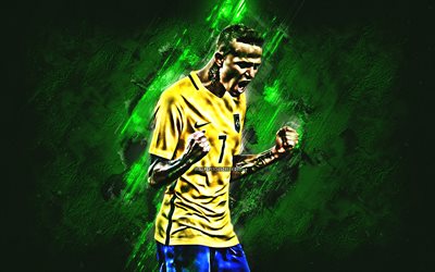 Luan Vieira, grunge, Brazil National Team, green stone, football, soccer, Luan, forward, Brazilian football team