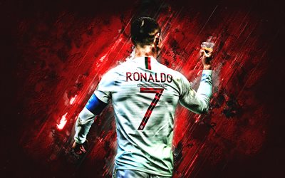 Cristiano Ronaldo, CR7, grunge, Portugal équipe nationale de football, pierre rouge, les portugais, les joueurs de football, le soccer, le portugal, le football, Ronaldo