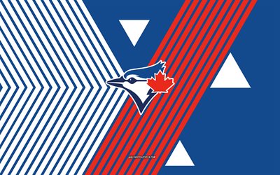 toronto blue jaysin logo, 4k, kanadan baseball joukkue, siniset valkoiset viivat taustalla, toronto blue jays, mlb, usa, viivapiirros, toronto blue jaysin tunnus, baseball