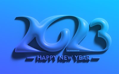 4k, 2023 Happy New Year, minimalism, dark blue 3D digits, 2023 concepts, creative, 2023 3D digits, Happy New Year 2023, 2023 dark blue background, 2023 year