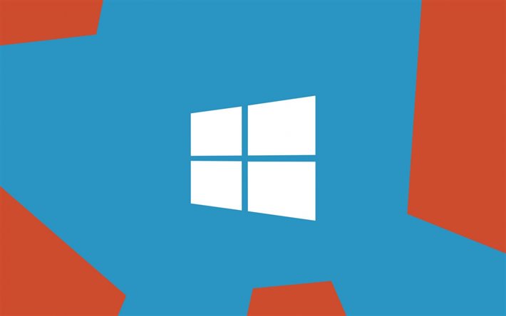 windows 10, blauer hintergrund, kreativ, microsoft