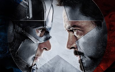 Iron man vs Captain america, 2016, poster, characters