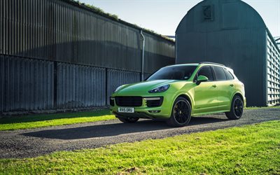 Porsche Cayenne, GTS, 2016, green, black wheels, SUV