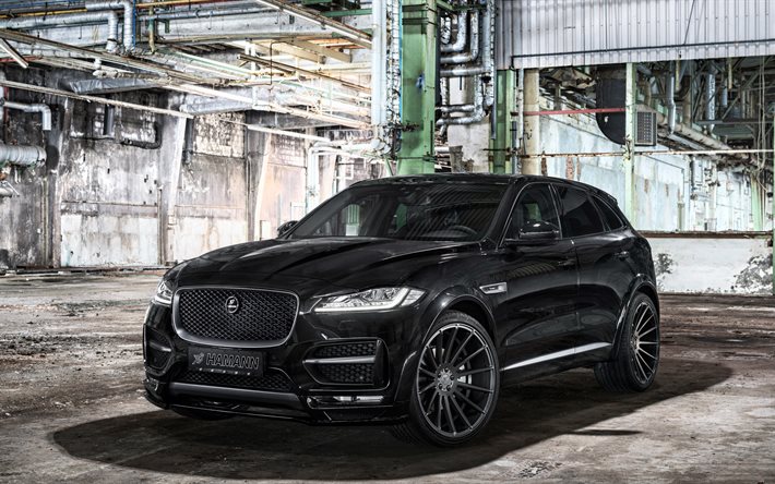 Jaguar F-Pace, 4k, en 2017, voitures, véhicules multisegments, noir F-Pace, voitures de luxe, Jaguar