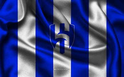 4k, アル・ヒラルsfcのロゴ, 青白の絹織物, サウジアラビアのサッカー チーム, アル・ヒラルsfcエンブレム, サウジプロリーグ, アル ヒラル sfc, サウジアラビア, フットボール, アル・ヒラルsfc旗