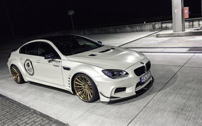 supercar, 2016, BMW M6 GranCoupe, Prima-Progettazione, messa a punto, notte, bianco bmw m6